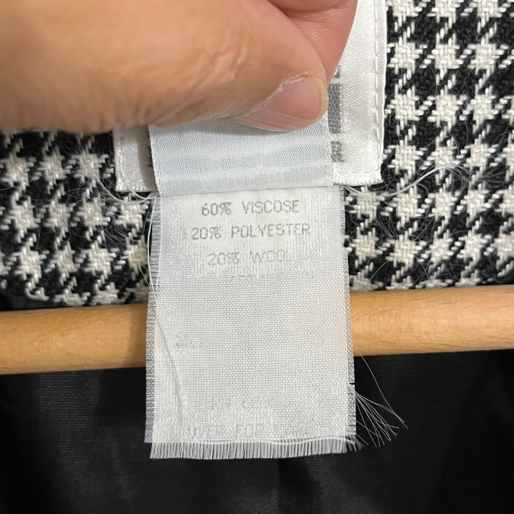 Leslie Fay Blazer‎ Womens 8P Black White Houndstooth 90s Vintage Office Tailored - Picture 12 of 16